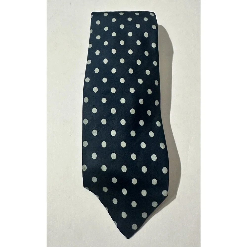 Robert‎ Talbott Tie Pebble Beach Navy Dotted Blue Silk Tie US